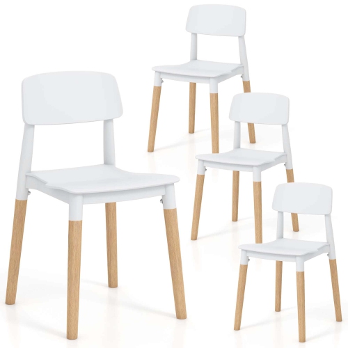 Costway Dining Side Chairs Set of 4 with Ergonomic Backrest Wide Seat & Sturdy Wooden Legs