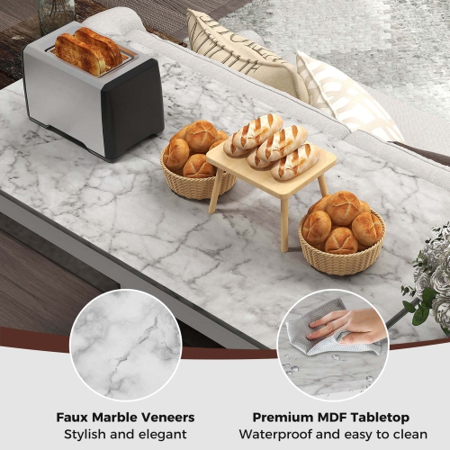 Costway 3 PCS Bar Table Set Dining Table & 2 PVC Leather Upholstered Bar Stools