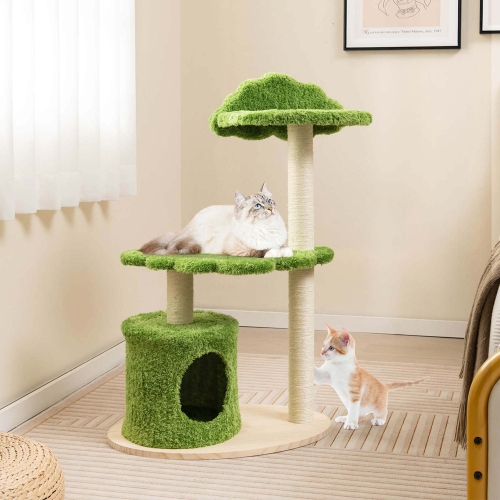Costway 38" Cute Cat Tree Cat Condo Furniture with Fully Wrapped Sisal Scratching Posts