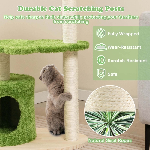 Costway 38" Cute Cat Tree Cat Condo Furniture with Fully Wrapped Sisal Scratching Posts
