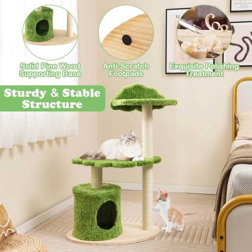 Costway 38" Cute Cat Tree Cat Condo Furniture with Fully Wrapped Sisal Scratching Posts