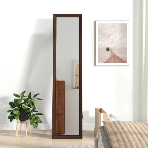 Gymax 61'' x 14.5'' Full Length Mirror w/ Stand Solid Wood Frame Full Body Mirror