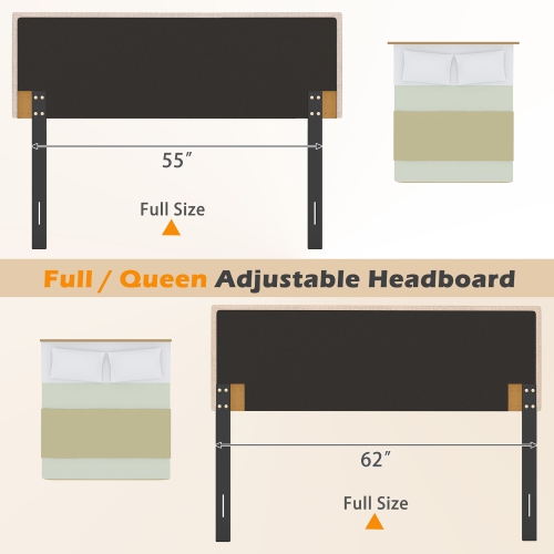 Gymax Linen Upholstered Headboard Vertical Channel Tufted Wood Leg for Full/Queen