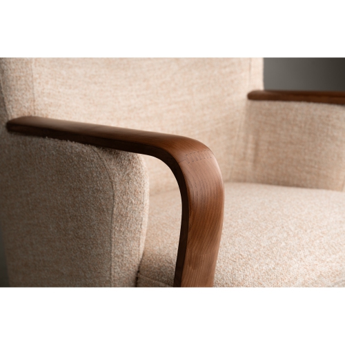 Valencia Emma – Fauteuil d’appoint en bois, beige chaud