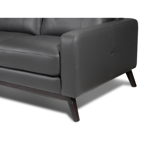 Valencia Francesca Mid Century Top Grain Leather 63" Loveseat Sofa Charcoal Grey