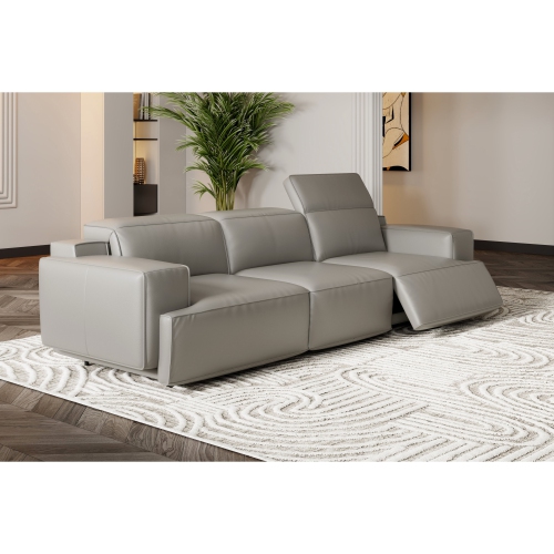 Valencia Valentina Nappa 11000 Leather Recliner Sofa Three Seats Light Grey