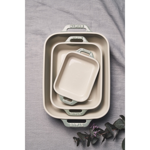 STAUB Ceramique 1 L Ceramic Rectangular Baking Dish, Eucalyptus