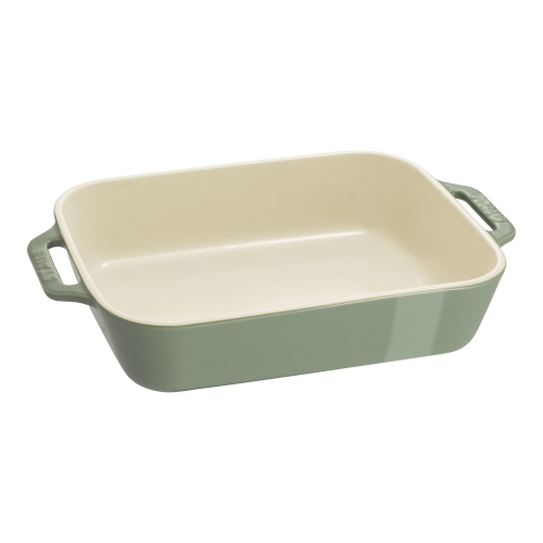 STAUB Ceramique 2.4 L Ceramic Rectangular Baking Dish, Eucalyptus