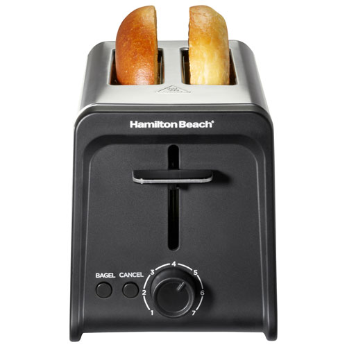Grille-pain contemporain de Hamilton Beach - 2 tranches - Noir et acier inoxydable