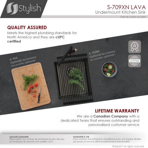 OPEN BOX A - Undermount 16" Graphite Black Single Bowl Stainless Steel Kitchen Sink with Grid and Basket Strainer S-709XN