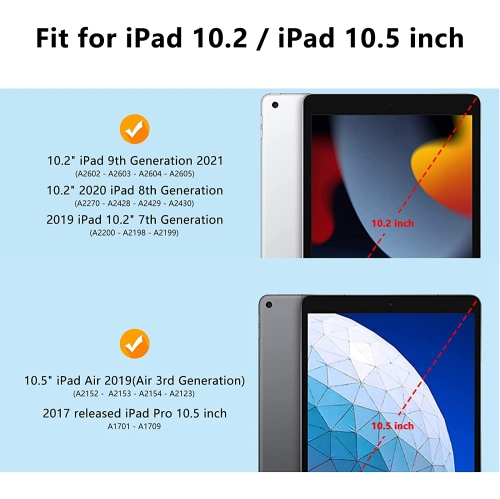 iPad 9th & 8th & 7th Generation Case Keyboard Backlit, Pencil Holder, iPad 8th-Bluetooth Keyboard Case for 10.2 inch iPad-iPad Air 3, Pro 10.5 - Black