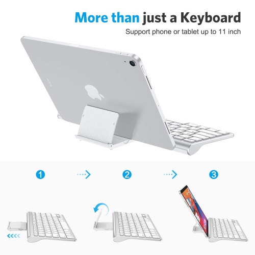Ultra-Slim Wireless Bluetooth Keyboard Compatible with All iPad, iPad 10.2 9th Generation/Mini 6 2021, Build-in Sliding Stand, White