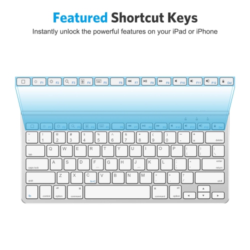 Ultra-Slim Wireless Bluetooth Keyboard Compatible with All iPad, iPad 10.2 9th Generation/Mini 6 2021, Build-in Sliding Stand, White