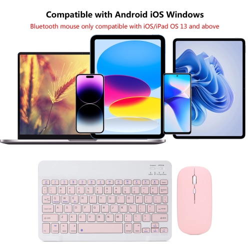 Rechargeable Bluetooth Keyboard and Mouse Combo Ultra-Slim Wireless Mouse Keyboard Set for Android Windows Tablet Cell Phone iPhone iPad Pro Air