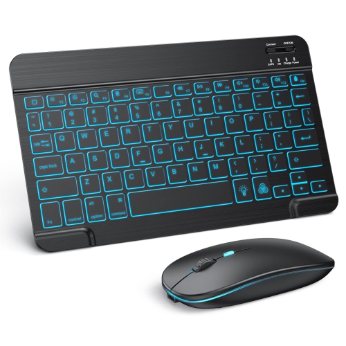 HLD  Bluetooth Keyboard And Mouse Combo for Ipad-Rechargeable Wireless Keyboard & Mouse \w 7-Color Backlit Compatible \w Ipad 9Th/8Th Gen, Ipad