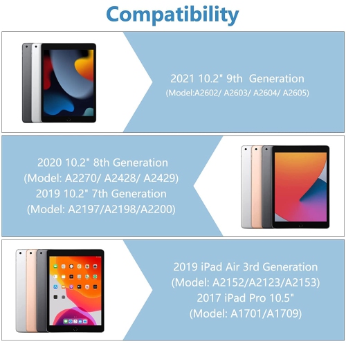 iPad Keyboard Case 9th Generation, Keyboard Case for New iPad 10.2 9th Gen - iPad 8th Gen, iPad Gen 7,iPad 10.5 inch, Detachable Keyboard for iPad