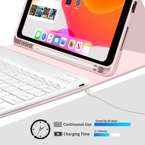 New iPad 9th/8th/7th Generation Case Keyboard 10.2", Magnetically Wireless Bluetooth Keyboard Case with Pencil Holder, Auto Wake/Sleep Cover for iPad