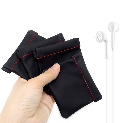 4PCS PU Leather Earphone Pouch Headphone Storage Bag with Snap Spring Closure for Carrying or Storing Headphones