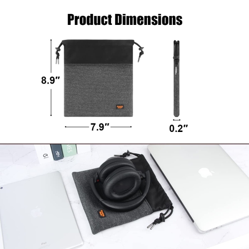 Headphone Bag Storage Drawstring Headset Pouch Soft Headset Case Bag Lightweight Portable Travel Carrying Organizer for Gaming Headsets Over-Ear