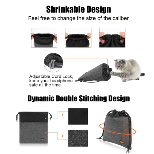 Headphone Bag Storage Drawstring Headset Pouch Soft Headset Case Bag Lightweight Portable Travel Carrying Organizer for Gaming Headsets Over-Ear