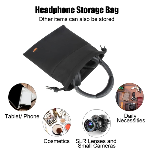 Headphone Bag Storage Drawstring Headset Pouch Soft Headset Case Bag Lightweight Portable Travel Carrying Organizer for Gaming Headsets Over-Ear