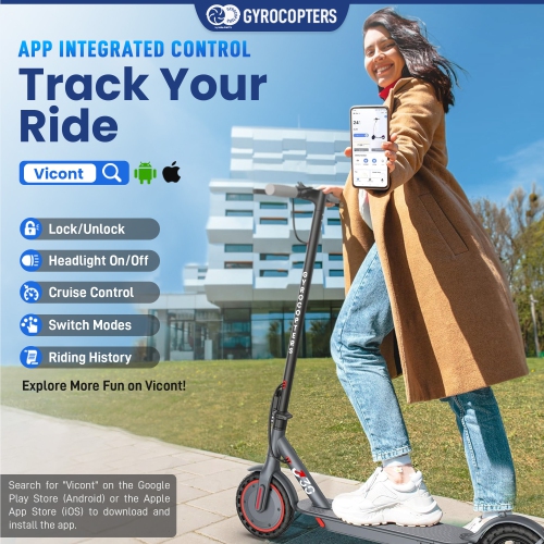 Gyrocopters J30 Electric Scooter with Seat for Adults & Teens | Escooter with App | UL2272 Certified | 31km/h Speed, 30 km Range 350W Motor | LED