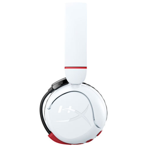 Casque d'écoute supra-auriculaire 100 % sans fil à isolation sonore Cloud Mini de HyperX - Blanc/Rouge