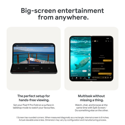 Pixel 9 Pro Fold de 256 Go de Google avec Freedom Mobile - Noir volcanique - Paiement Balance mensuel