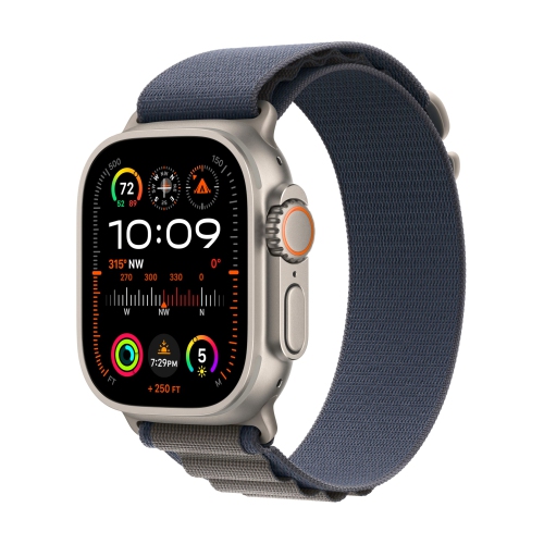 Apple Watch Ultra 2 [GPS + Cellular 49mm] Smartwatch with Rugged Titanium Case & Blue Alpine Loop, Small