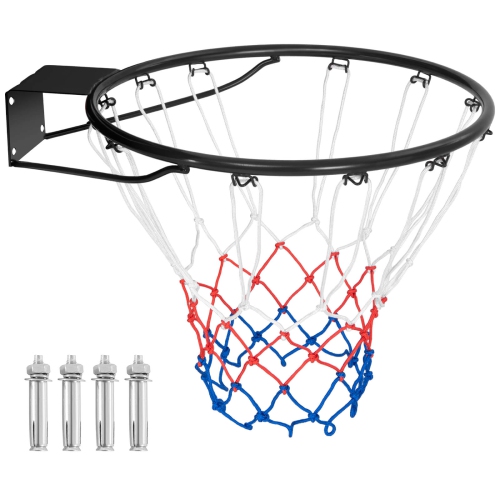 Costway 18" Basketball Rim Wall Door Mounted Basketball Hoop with All Weather Net