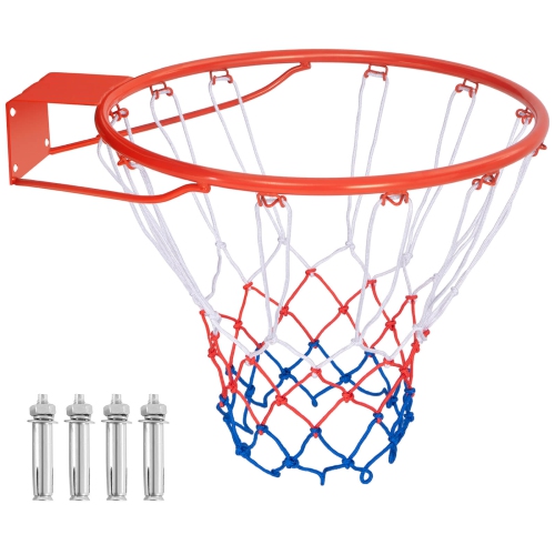 COSTWAY  18" Basketball Rim Wall Door Mounted Basketball Hoop With All Weather Net