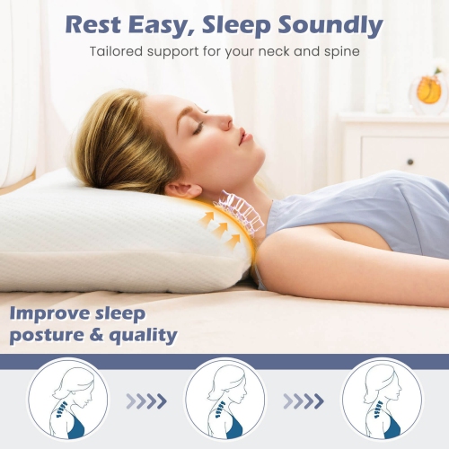 Costway Bamboo Charcoal Memory Foam Pillow Set of 2 with Machine-washable Pillowcase