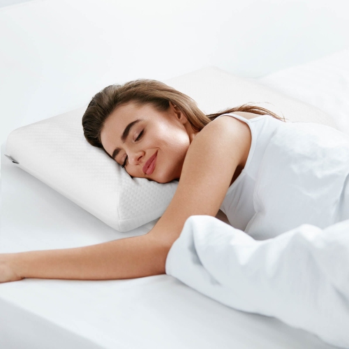 Costway Gel Memory Foam Pillow Set of 2 with Detachable and Machine-washable Pillowcase