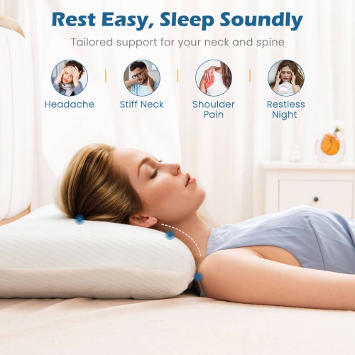 Costway Gel Memory Foam Pillow Set of 2 with Detachable and Machine-washable Pillowcase