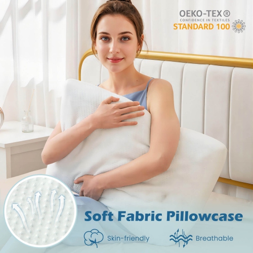 Costway Gel Memory Foam Pillow Set of 2 with Detachable and Machine-washable Pillowcase