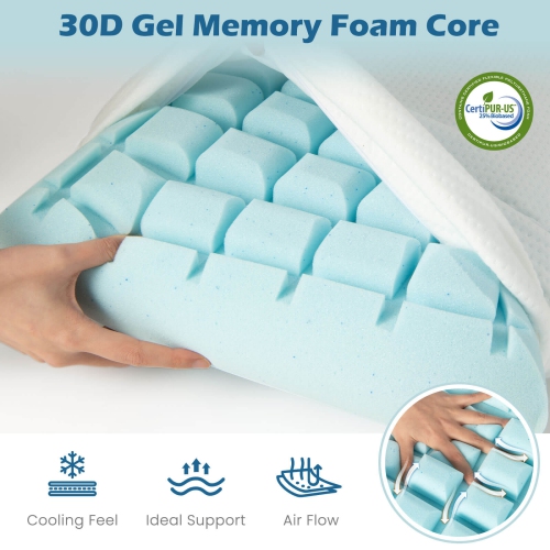 Costway Gel Memory Foam Pillow Set of 2 with Detachable and Machine-washable Pillowcase