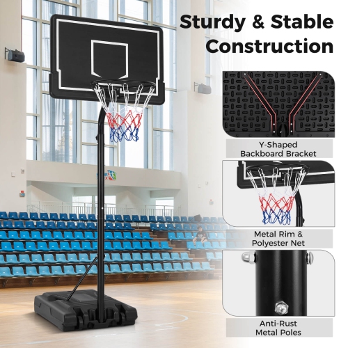 Costway 6.9-8.5 FT Portable Outdoor Basketball Hoop with Shatterproof PC Backboard