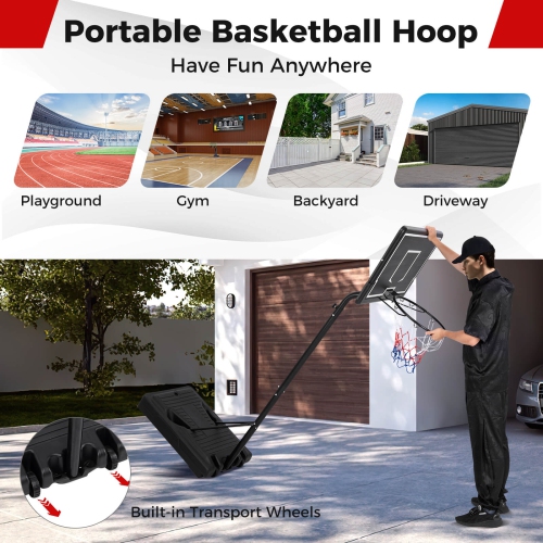 Costway 6.9-8.5 FT Portable Outdoor Basketball Hoop with Shatterproof PC Backboard