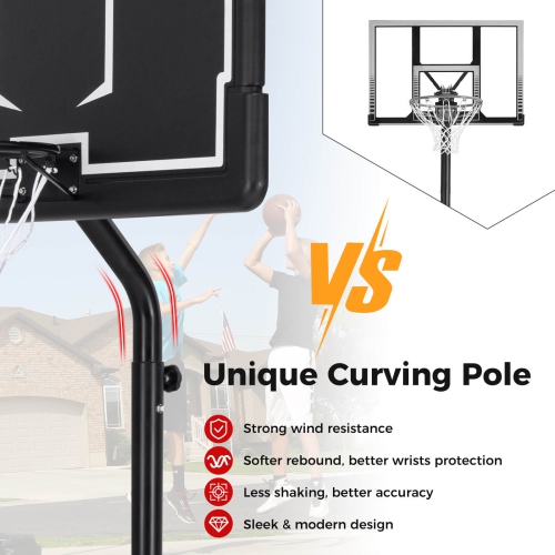 Costway 6.9-8.5 FT Portable Outdoor Basketball Hoop with Shatterproof PC Backboard