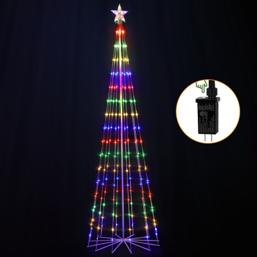 7.5FT Solar Christmas Tree Lights Outdoor Patio Holiday Decoration