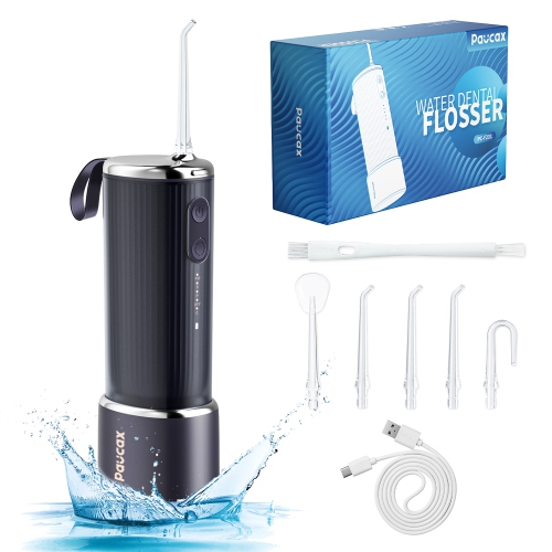 Hydropulseur sans fil Paucax - Hydropulseur dentaire portatif pour dents, 4 modes et 5 conseils de jet, autonettoyage, rechargeable, IPX7 étanche - I