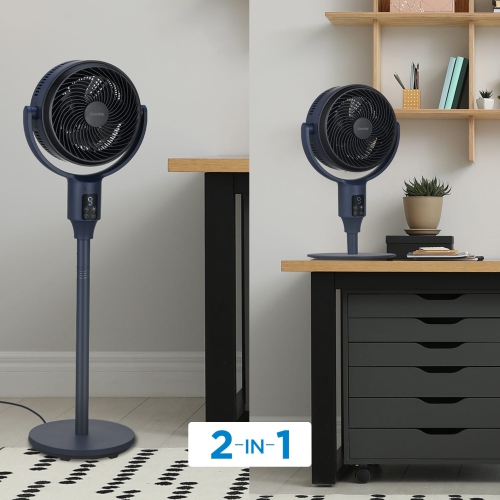 Ventilateur oscillant 2-en-1 Ultra Quiet de Danby à 9 vitesses, niveau de bruit 29 dB, oscillation multidirectionnelle, support/table