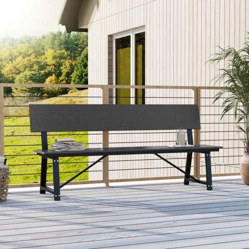 Costway 1 PCS 4-Person Bench with All-Weather HDPE Seat & Back Heavy-Duty Metal Support Grey