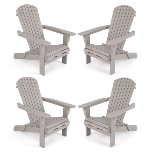 Ensemble de 4 chaises Adirondack pliantes de Costway avec dossier haut et accoudoirs larges, gris bois