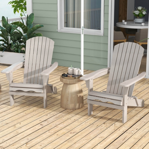 Ensemble de 1 chaises Adirondack pliantes de Costway avec dossier haut et accoudoirs larges, gris bois