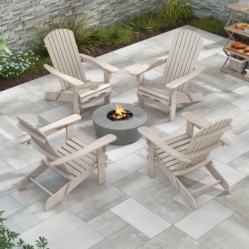 Ensemble de 1 chaises Adirondack pliantes de Costway avec dossier haut et accoudoirs larges, gris bois