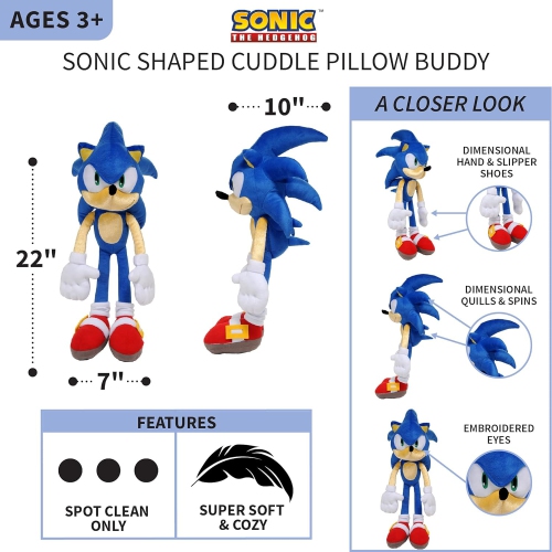 Coussin à câliner en peluche de 22 po Sonic the Hedgehog Really Big