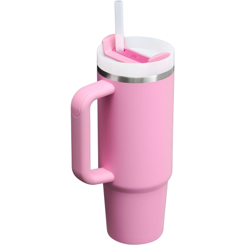 Stanley 30OZ Quencher H2.0 FlowState Stainless Steel Vacuum Insulated Tumbler with Lid and Straw for Water, Iced Tea or Coffee Peony Color