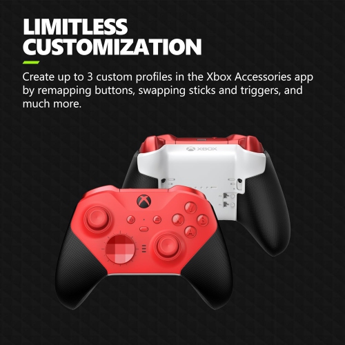 Refurbished- Xbox Elite Wireless Gaming Controller Series 2 Core – Red – Xbox Series X|S, Xbox One, Windows PC, Android, and iOS