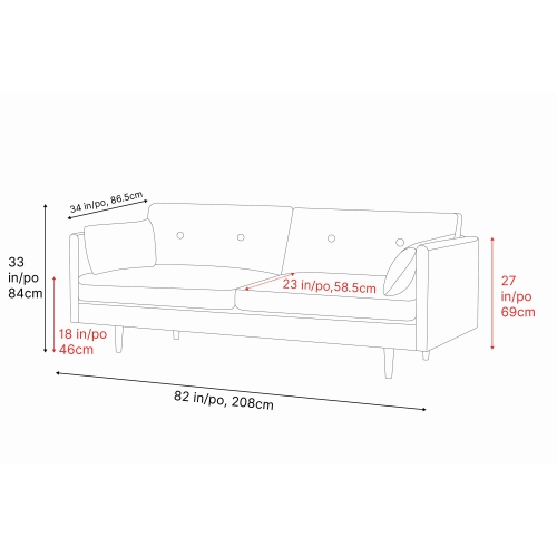 Valencia Riga Modern Fabric Sofa, Grey